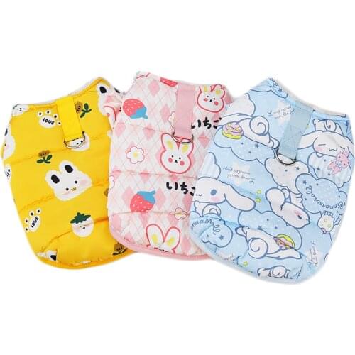 Winter Warm Pet Cat Dog Clothes For Small Dogs Cats Puppy Down Coat Cotton Jacket With D-ring Chihuahua Velvet Vest York Costume