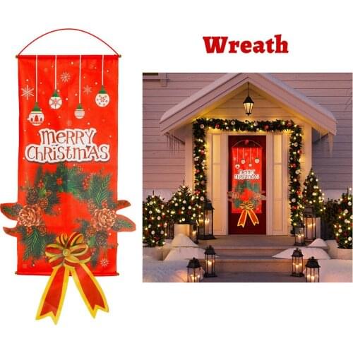 1Set Merry Christmas Flag Decorations For Home Porch Door Hanging Banner Flags Ornaments Xmas Navidad New Year Party Decors Gift