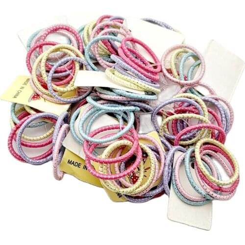 100pcs Colors Girls Baby Hair Ring Rope Headwear Scrunchies Elastic Hair Band Kids Accessories Tie Out Diameter 2.2cm