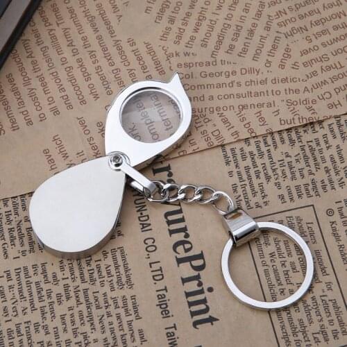 10X Portable Metal Magnifier Reading Map Jewelry Folding Keychain Loupe Magnifying Glass Lens