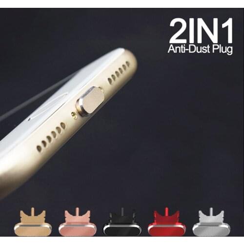 2 IN 1 Mobile Phone Card Retrieve Card Pin Anti Metal Dust Plug for Charger Port Dock Plug Cover for Apple iPhone Accessories