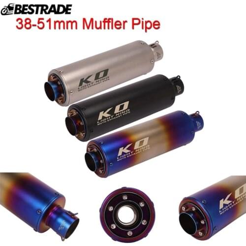 38-51mm Head Vent Muffler Tubes Motorcycle Universal Stainless Steel Exhaust Muffler Pipe No DB Killer Refit System 370mm Length