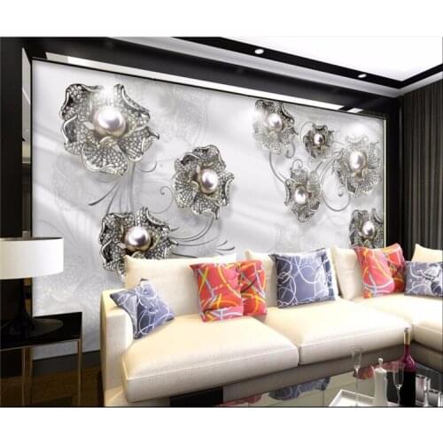 Custom 3d wall paper boutique high-end relief flash gold flower 3d wallpaper live room TV wall decoration painting