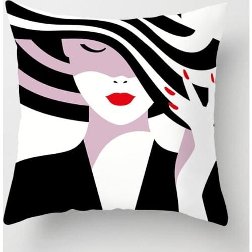 45*45Black White Geometric Cushion Pillow Polyester Throw Pillow Case Car Sofa Bed Decorative Pillowcase INS Nordic Home Decor