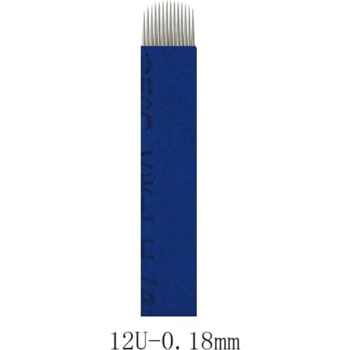 500 Pcs 0.18mm Flex 12u/18u/21 Blue Microblading Blade Permanent Makeup Manual Eyebrow Tattoo Needle