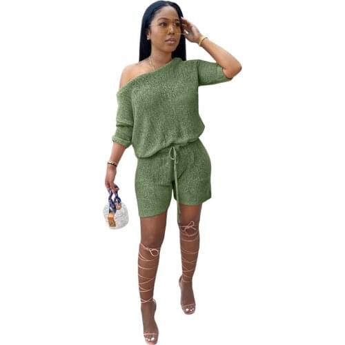 Adogirl Women Crochet Ribbed Two Piece Set