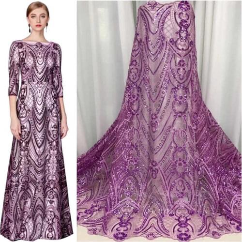 African Lace Fabric 2020 High Quality French sequins Lace Fabric Nigerian Tulle Mesh Lace Fabrics For Wedding Dress yy20-48