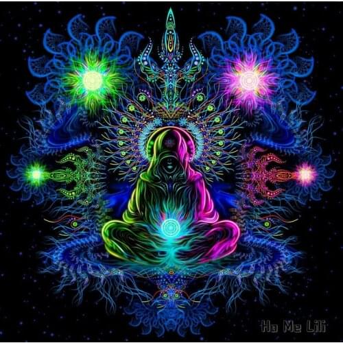 Adept Depths Of Space Blacklight Active Fluorescent Psychedelic Tapestry Wall Hanging Decoration Goa Trance Party Visual