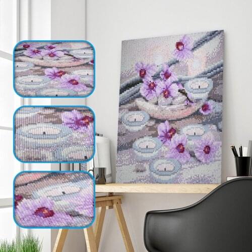 Full Square Drill Diamond 5D DIY Diamond Painting Flower & Candle Stones Embroidery Cross Stitch Rhinestone Painting Gift