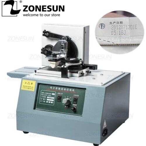ZONESUN Automatic Ink Pad Printing Machine Electric Production Date Coding Machine Plastic Milk Carton Bottle Glass Pad Printer