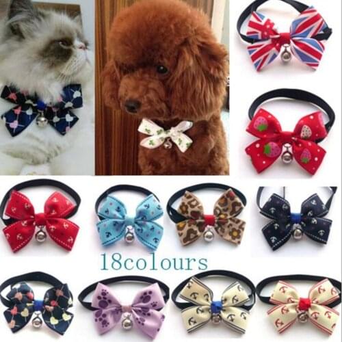 Colorful pet puppy Grooming Bows Tie for pet classic bows Bowtie Fashion dog cat bow tie with small bell and Button