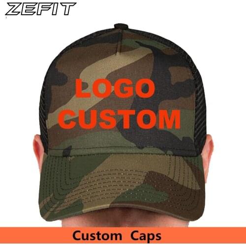 Full Customization Trucker Baseball Caps Custom Embroidery Printing Logo BLack Mesh Curved Brim Hats Adult Kids Size