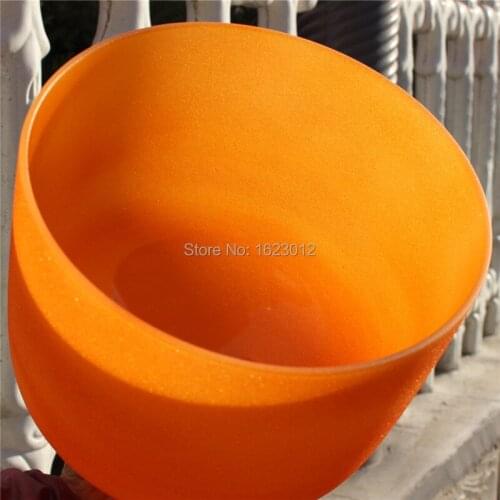 Tow Side Color Orange 11" Note D Color Crystal healing Chakra Quartz Crystal Singing Bowl Chakra Sacral for Yoga Set