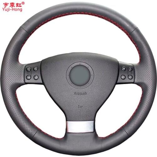 Yuji-Hong Top Layer Genuine Cow Leather Car Steering Wheel Covers Case for Volkswagen VW Magotan 2006-2011 Bora Polo Touran