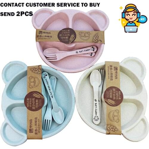 Baby Bowl Spoon Fork Feeding Food Cutlery Set Cartoon Bear Kid Dish Dinnerware Anti-scalding Training Board