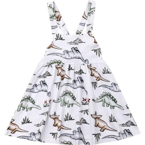 Infant Kid Baby Girl Dinosaur Dress Sleeveless Knee-Length A-Line Princess Party Dresses Summer Outfit 6M-4Y