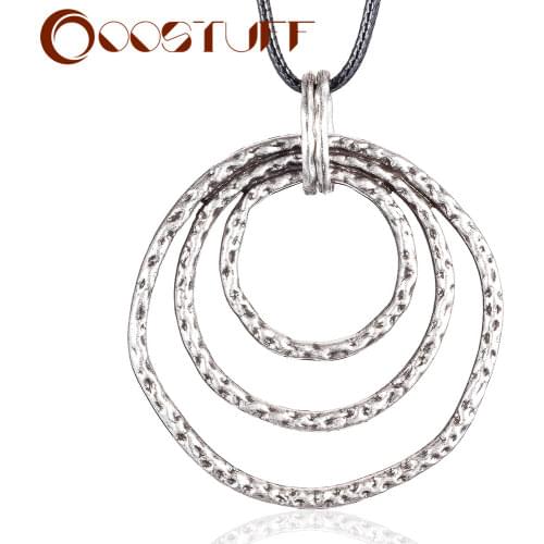 Long Woman Necklace Layered Antique Pendant Costume Jewelry Accessory Women Accessories Circle Pendants for Christmas Day Gift