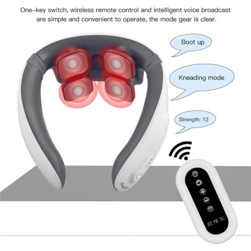 Electric Neck Massager 4D Heating Massage Intelligent Voice Wireless Remote Control Cervical Body Massage Pain Relaxation 50