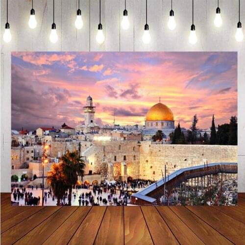 Jerusalem City Backdrop Sunset Dome Of The Rock Cityscape Birthday Party Photography Background For Photo Studio