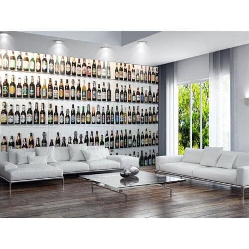 Customize Size Mural Wallpaper Background Beer Bottle Shelf Restaurant Home Decor Wall Covering Living Room Wall Painting