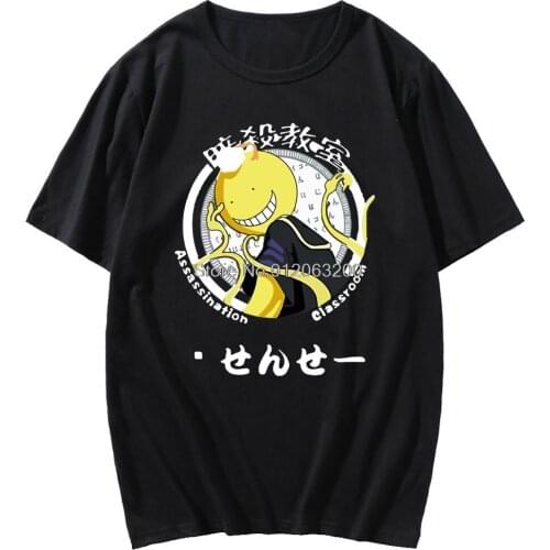 Japan Assassination Classroom Korosensei Anime Pattern Short Sleeve Top Men Fashion Vintage T-shirt Female Black Basic Tshirt