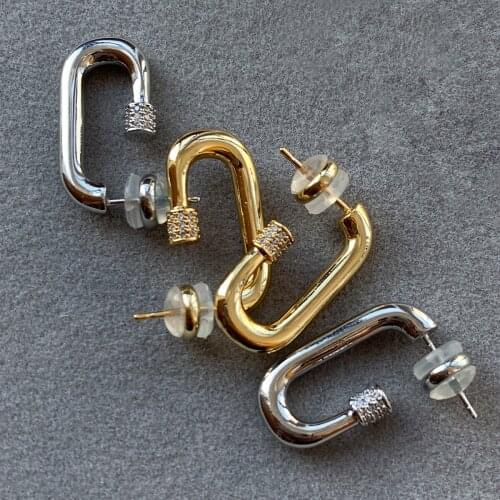 Europe and the United States cold wind geometric metal-encrusted drill earring temperament earrings woman