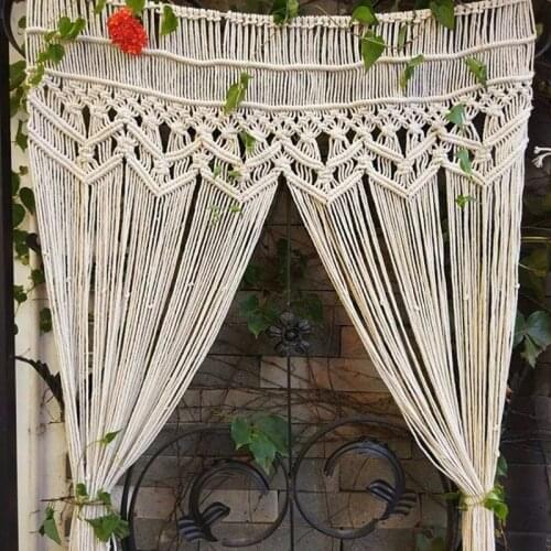 Macrame Tapestry Cotton Woven Handwoven Bohemian Tapestry for Room Divider Window Door Curtains Wedding Background 95X180cm