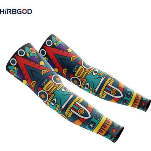 HIRBGOD 1 Pair of Unisex Arm Cover Personalized Bike Arm Cover UV Sunscreen Outdoor Lycra Arm Cover Hidden Tattoo,TYZ789-14