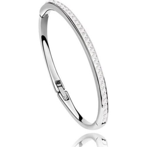 Classic Design Crystal 3 colros channel bangle made with Czech crystals for Women