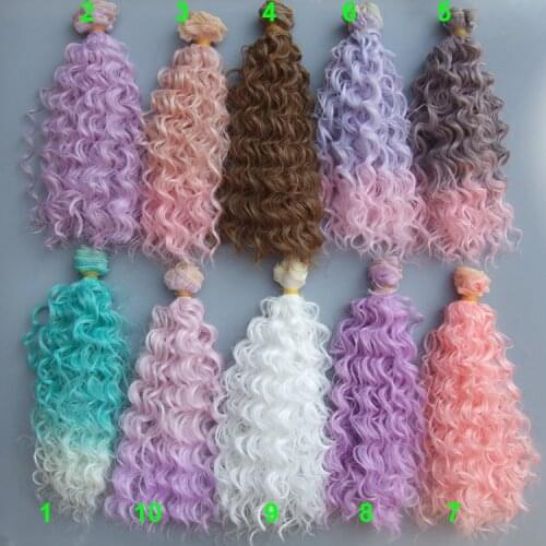 20cm Deep Wavy Doll Wigs /SD AD 1/3 1/4 1/6 bjd doll diy hair for blyth BJD handmade doll wigs