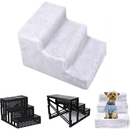 Pet Stairs 3 Steps Pet Dog Cat Stairs Ramp Easy Way Ladder Cover Indoor Nonslip Dog Bed Ladder Universal Dog Accessories