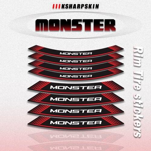 8 Pcs Motorcycle Wheel decals waterproof Rim Sticker Decal For Ducati Monster 696 821 796 695 1200 797 monster1200s 17inch