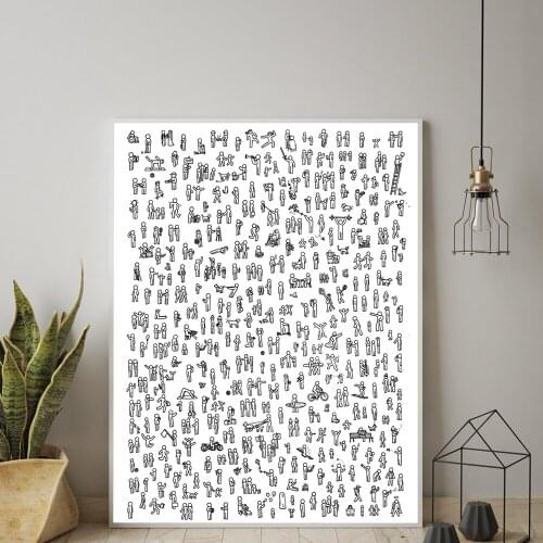 Black White Minimalism Wall Art Toilet Nordic Posters And Prints Abstract Human Birds Canvas Painting Pictures For Bedroom Decor