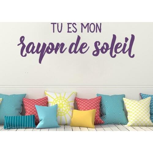 Wall Decals Tu Es Mon Rayon De Soleil French Quotes Stickers Mural Removable Vinyl Bedroom Livingroom Decoration Poster RU2429