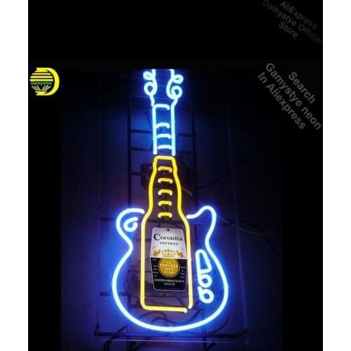 Neon Signs for Coron Guitar Neon bulb Sign Beer Bar Pub Neon Light Sign Store Display Lamps Glass Neon Teaches Pacma luces neon