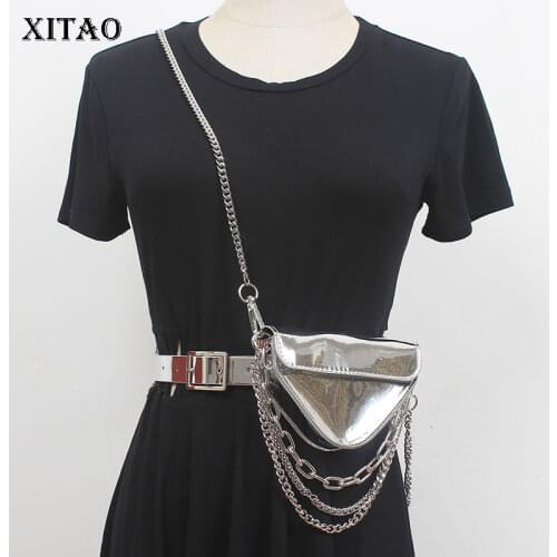 XITAO Metal Chain Waist Bags Fashion New Women Removable Crocodile Pattern Patent Leather Artificial Leather 2021 GWJ0328