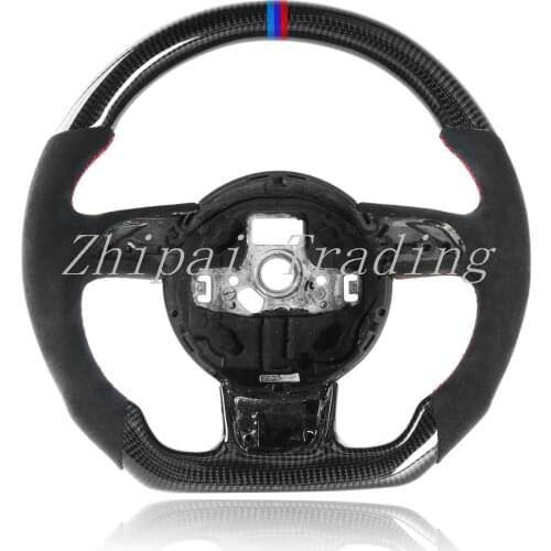 Carbon Fiber Steering Wheel Alcanrata for Audi A3 A4 A5 Series Steering Wheel with Mark without Button and Paddle Shifter