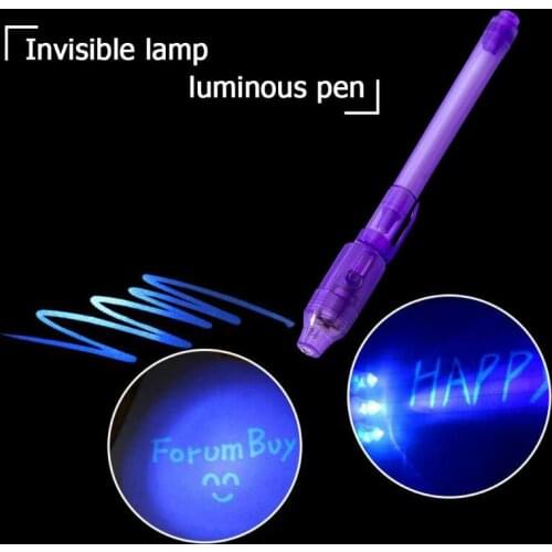 Big Head Luminous Light Pen Magic Purple 2 In 1 UV Light Combo Drawing Invisible Ink Pen Learning Education Toys For Children