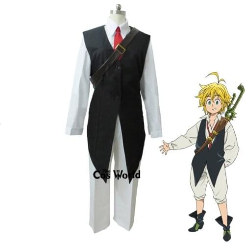The Seven Deadly Sins Dragons Sin of Wrath Meliodas Uniform Vest Shirt Pants Outfit Anime Cosplay Costumes