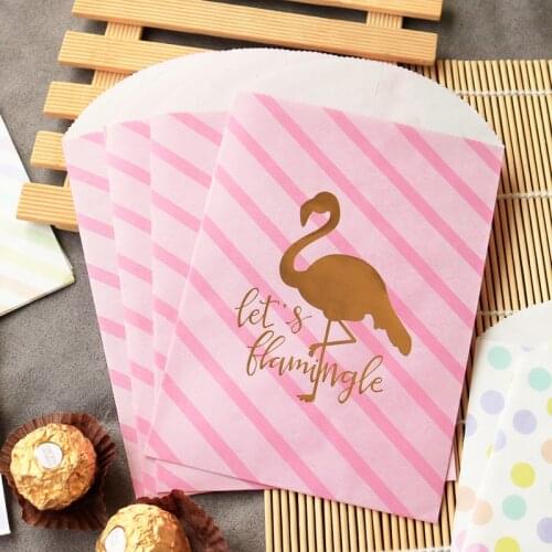 10pcs Flamingo Unicorn Design Kraft Paper Bags Polka Dot Hot Stamping Envelope Birthday Wedding Party Favors Gift Bags