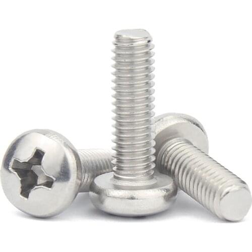 10pcs UNC 5/16-18 US Coarse Thread 304 A2-70 Stainless Steel Cross Recessed Round Phillips Pan Head Screw Bolt