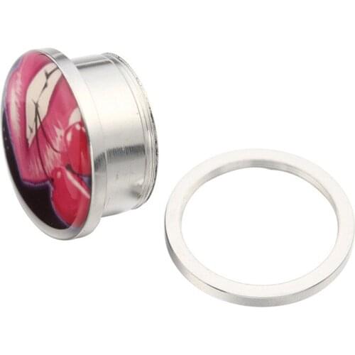 2pcs Red lips&cherry Stainless Steel Ear expanders Screw Fit Ear Plugs and Tunnels Ear Piercings Flesh Tunnels Ear Stretcher