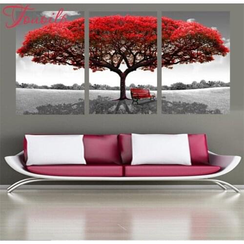 TOUOILP 3pcs Diamond embroidery Red Tree 5d Diamond painting cross stitch 5D Square/Round diamond Mosaic Rhinestone Home Decor
