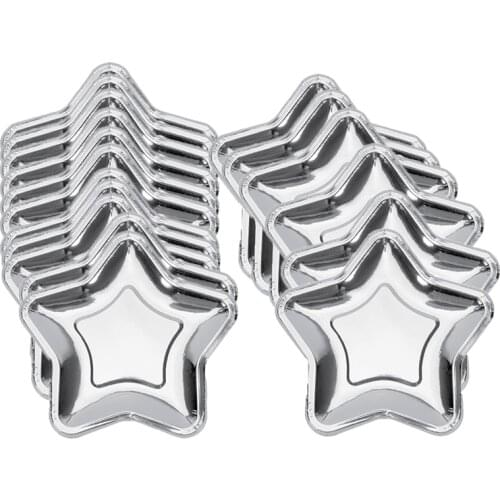 30Pcs Star Shaped Paper Plates Gold Disposable Party Plate Pentagram Dinnerware Plate for Tableware Supplies