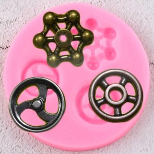 3D Steampunk Gear Silicone Molds Faucet Handle Cupcake Topper Fondant Cake Decorating Tools Candy Clay Chocolate Gumpaste Moulds