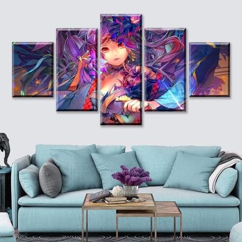 5 Piece Wall Art Canvas Goth Girl Modular Figure Pictures Home Anime Wall Decor Posters Modern Living Room Decoration Paintings
