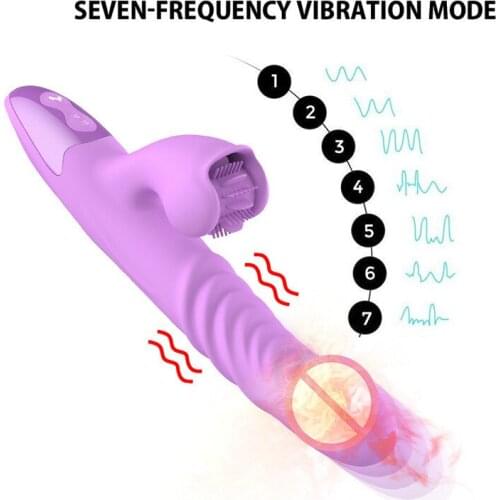 7 Frequency female masturbator Silicone Waterproof Vibrators Sex Toys heating Thrusting Tongue lick G-Spot Vaginal Massager