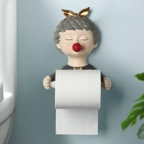 TISSUE HOLDER TOILET GIRL TISSUES BOX STATUE FIGURINE HANGING WASHROOM WALL HOME DECOR ROLL PAPER TISSUE HOLDER WALL MOUNT