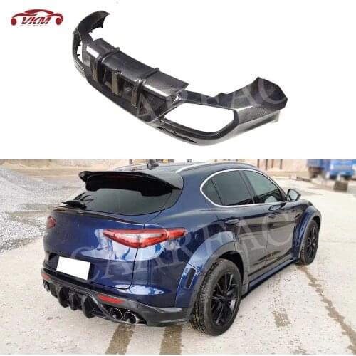 Rear Bumper Lip Diffuser For Alfa Romeo Stelvio 2017 2018 2019 Carbon Fiber / FRP Back Hugger Skid Plate Protector Car Styling