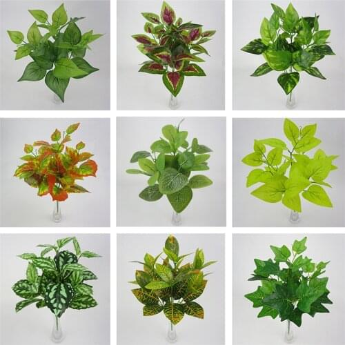 Home Decor Artificial Ferns Green Leaves Plastic 7 Heads Green Dill Maple Leaf Fake Flower Wedding Living Room Table Decoration